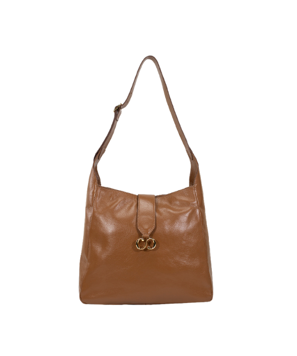 Bolsa Classe Shoulder com Fecho de Argolas Douradas