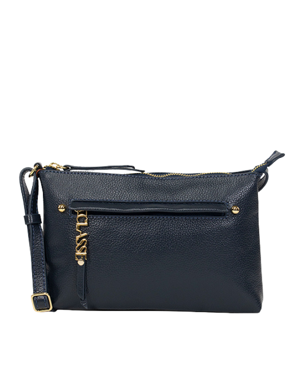 Bolsa Classe Transversal com Detalhes Dourados